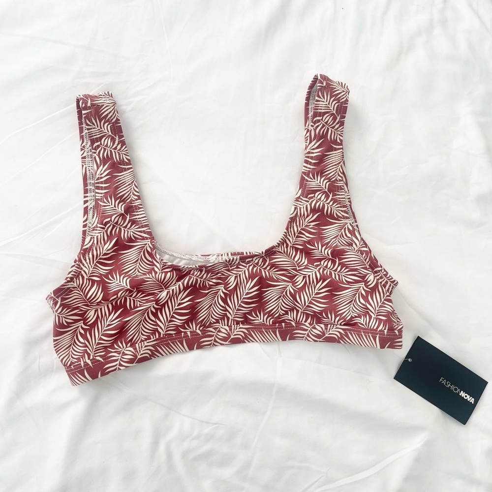 NWT Fashion Nova Palm Maroon Kaliyah Bikini Swim Top Size Large L
